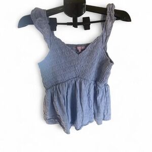 Woman's tank top blue ruffles